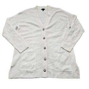 Talbot's Women's‎ Sz L Cream Button Up Wool & Alpaca Blend Cardigan Sweater